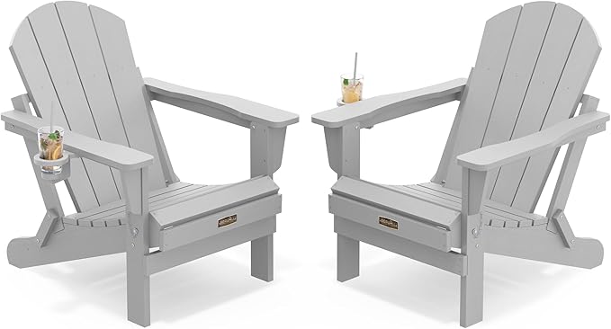SERWALL Foldable Adirondack Chair Set of 2 - Photo 1
