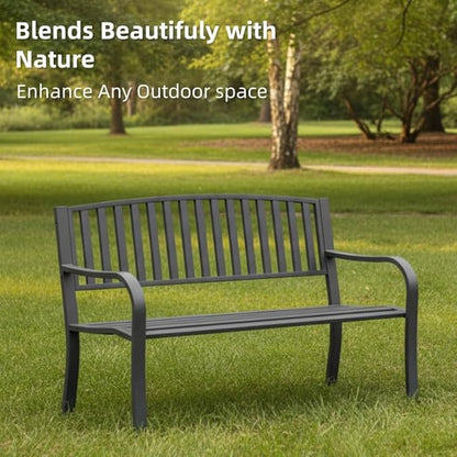 SHGJ&SOFT Outdoor Bench, Garden Bench, Outdoor Metal Frame Patio Park Bench,for Porch, Lawn,Garden,Yard (BK-08)