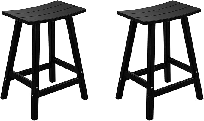 WestinTrends Malibu 2 Piece Set of 24 Height Outdoor/Patio Saddle bar stools, Black