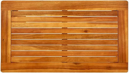 Solid Acacia Wood Small Outdoor Coffee Table 27.6"x27.6"x14.2" Rustic Brown Slatted Patio Side Table for Balcony and Garden Gatherings