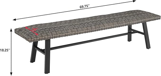 Ulax furniture Outdoor/Indoor Bench, Outdoor Dining Bench, All Weather Wicker Patio Seating for Garden, Porch, Backyard
