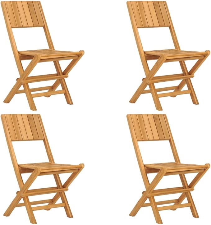 Folding Patio Chairs 4 pcs 18.5"x24"x35.4" Solid Wood Teak Outdoor Chairs Furniture Balcony Furniture Suitable for Gardens, Pools, patios.