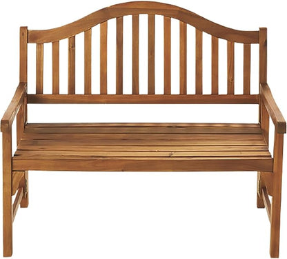 Patio Wise Foldable Acacia Wood Garden Bench, 4 Foot Indoor/Outdoor Wooden Porch, Patio, & Park Seating, Curved Backrest and Armrest, 48" Wide x 24-3/4" Deep x 41" High, Teak Color
