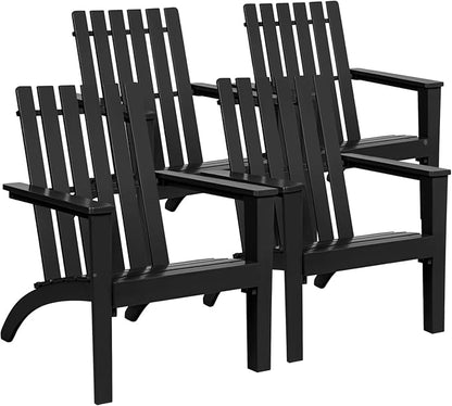 Giantex Adirondack Chair Set of 4 Acacia Wood Outdoor Chairs, 350 lbs Weight Capacity, Weather Resistant Campfire Chairs for Lawn Seating, Garden, Poolside, Balcony, Patio Lounger, Black