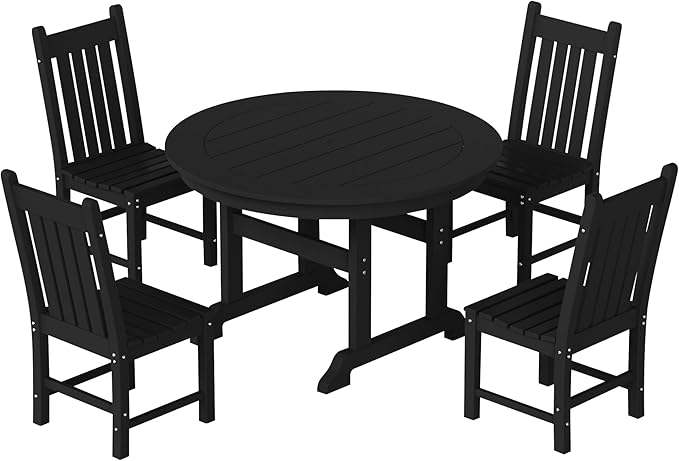 Costaelm Armless Outdoor Chair, Patio Adirondack Chair, HDPE Poly Lumber Waterproof Restaurant Bistro Kitchen Dining Chair for Outside Porch Backyard Garden, Black