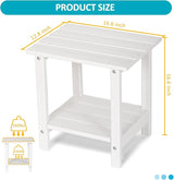 2 Tier Outdoor Side Table with Wood-Like Grain, 16.6" HDPE Adirondack Table Patio Side Table - Photo 3