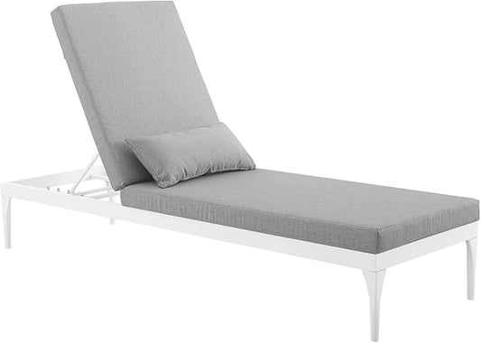 Modway EEI-3301-WHI-GRY Perspective Cushion Outdoor Patio Chaise Lounge Chair in White Gray