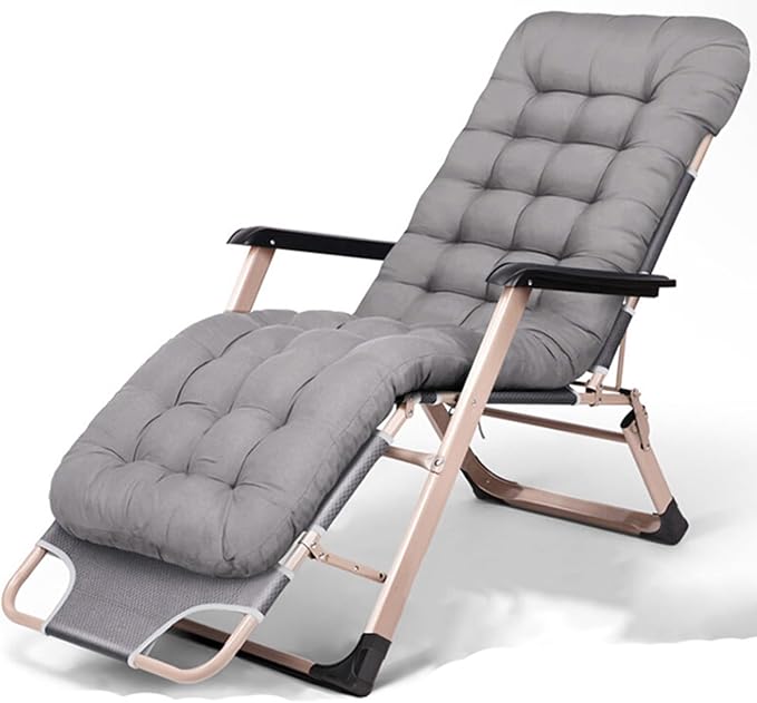 Chair Reclining Lounge Chair Patio Chairs, w/Removable Cushion & Headrest, Reclining Camping Chair w/Upgraded Lock - Photo 1