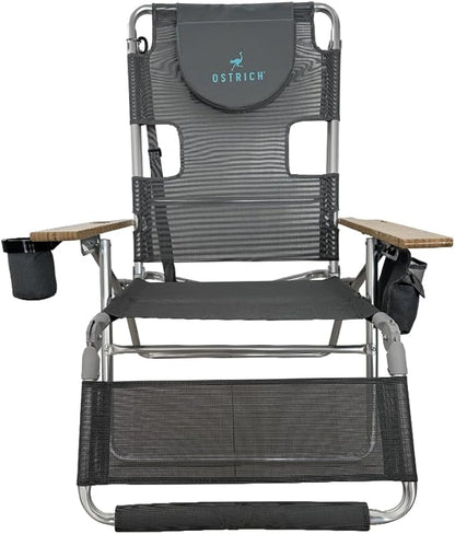 Ostrich Altitude 3N1 Lightweight Lawn Beach Reclining Lounge Chair w/Footrest, Outdoor Furniture for Patio, Balcony, Backyard, or Porch, Blue Stripe