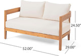 Merax 4pcs Outdoor Acacia Wood Conversation Set with 2 Chais,Loveseat and Coffe Table,with Cushions for Patio,Garden - Photo 3