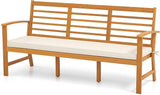 RELAX4LIFE 64’’ Outdoor Bench Acacia Wood - 3-Seat Patio Bench w/Slatted Backrest, Armrests & Seat Cushion - Photo 1