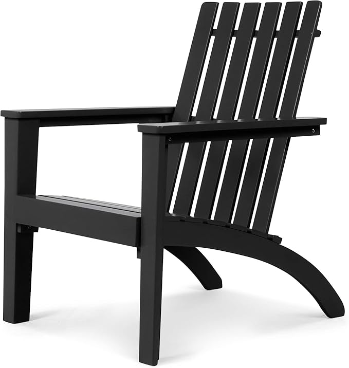 Tangkula Adirondack Chair Acacia Wood Outdoor Armchairs, Weather Resistant for Patio Garden Backyard Deck Fire Pit, Lawn Porch Furniture & Lawn Seating, Campfire Chairs, Adirondack Lounger (4, Black)