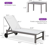 PURPLE LEAF Outdoor Lounge Chair Set for 2 Patio Chaise Lounger with Aluminum Frame and Wheels All-Weather Pool Lounge - Photo 3