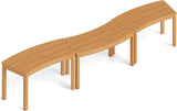 Tangkula Acacia Wood Outdoor Curved Bench Set of 3, Patio Garden Backless Fire Pit Bench with 1200 lbs Weight Capacity - Photo 9