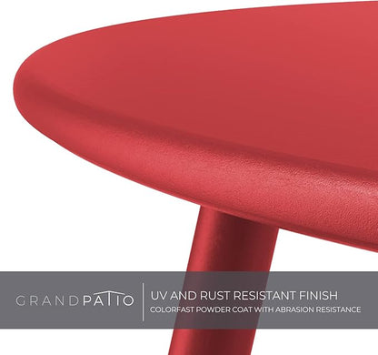 Grand patio Outdoor Side Table 18-inch Round End Table Accent Table for Bistro Balcony Apartment Red