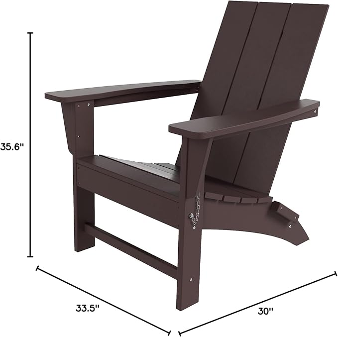 WestinTrends Ashore Modern Outdoor Folding Adirondack Chair, Dark Brown