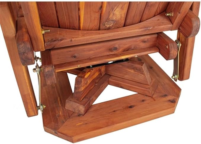 Pemberly Row 23" Solid Wood Cedar Adirondack Swivel Glider, Brown Finish, Handcrafted Outdoor Chair, Fan-Back Tall Support, Smooth Glide and Swivel Motion, Oil-Sealed for Porch, Patio or Backyard Use