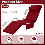RattanView 2 Pcs Outdoor Chaise Lounge Cushion with Pillow and Side Pockets Waterproof Lounge Chair Cushions for - Photo 3