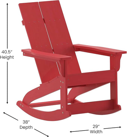Taylor & Logan Ebbe Modern All-Weather 2-Slat Poly Resin Adirondack Chair in Red - Set of2