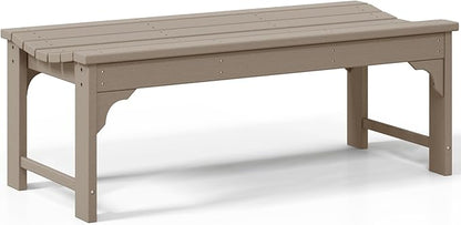 Costaelm Outdoor Benches Weatherproof, All Weather Resistant Park Bench Poly Lumber Backless Garden Bench Seat for Entryway Front Porch, Weathered Wood