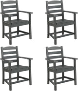 Tangkula Patio Dining Chairs Set of 4, HDPE All Weather Outdoor Chair w/Wide Armrests, Curved Seat, Wood Grain - Photo 1