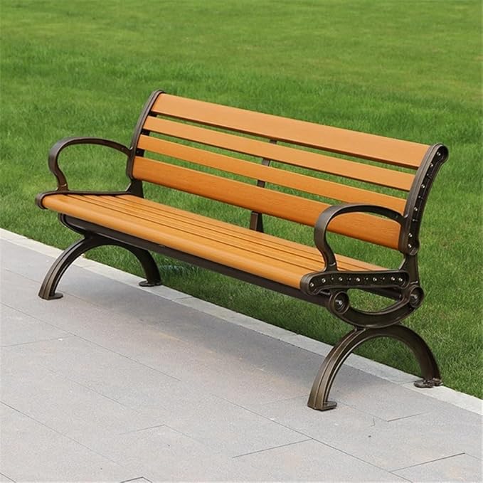 Heavy-Duty Outdoor Benchs Patio Balcony Benchs Double Seat, Patios Garden Bench for Park Yard Outdoor Furniture -59 L x 24" W x 30" H Slatted Seat for Park, Yard & Porch