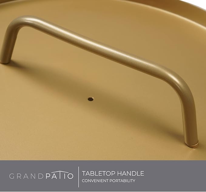 Grand patio Outdoor Side Table with Handle Portable Small End Table 17-in Round Side Coffee Table Gold