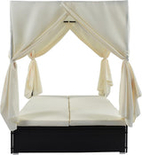 SOFTSEA Outdoor Rattan Daybed with Cushions and Adjustable Seats, Wicker Outdoor Sunbed for Yard Garden, Beige - Photo 4
