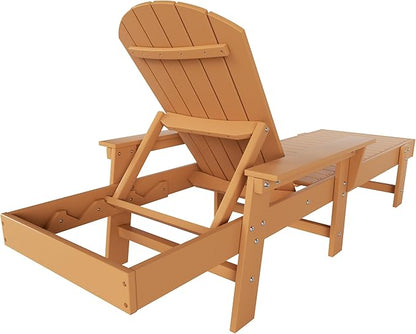 WestinTrends Dylan HDPE Outdoor Patio Poly Adirondack Reclining Chaise Lounge with Arms, Teak