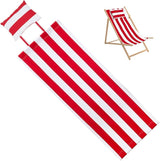 GORGECRAFT Replacement Beach Sling Chair Cloth with Pillow Folding Lounge Deck Chair Cloth 44x17 Inch Red White Stripes - Photo 1