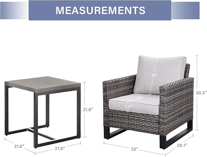 Rilyson Wicker Outdoor Patio Chairs Set - 3 Piece Rattan Patio Furniture Bistro Chairs Set with Waterproof Wicker - Photo 2