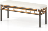 Tangkula Outdoor Wicker Bench with Removable Padded Cushion, 48" Patio Backless Acacia Wood Bench - Photo 1