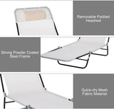 Outdoor Tanning Chair with Pillow, Folding Chaise Lounge Chair with Adjustable Backrest - Photo 4