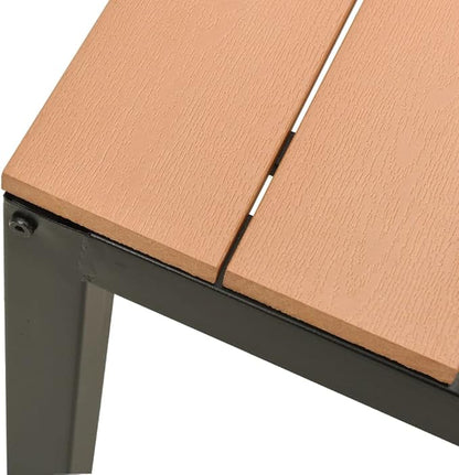 Vintage Steel Garden Bench with Black Metal Frame and Wood Plastic Composite Seat for Outdoor Patio and Balcony, 2-Person Seating, 43.3 Inch Length, 330.7 lb Capacity, Brown