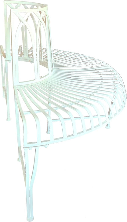 Hi-Line Gift Ltd. Semi-Circle White Metal Tree Wrap Garden Bench