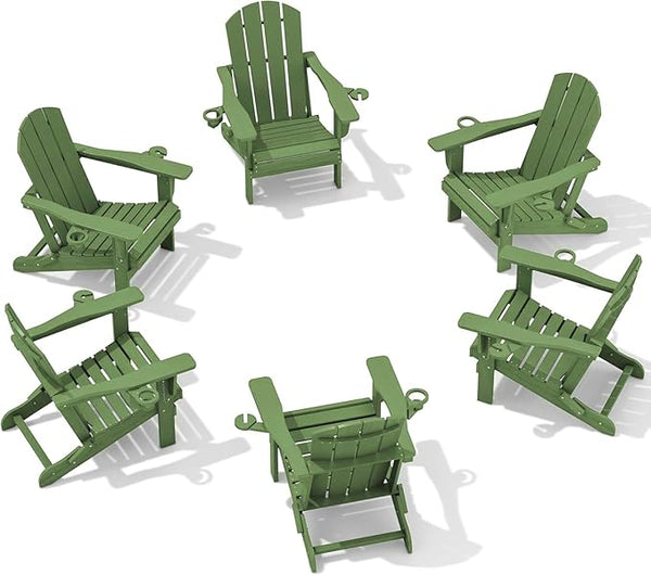 SERWALL Adirondack Chair with Cup Holders - Composite Adirondack Chairs Set of 6 HDPE Outdoor Chairs All Weather Use - Photo 1