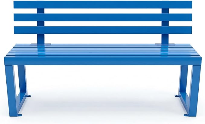 59" Garden Bench with backrest, Metal Bench Outdoor, Ground-Mountable, Securable Outdoor Benches, Garden & Park, Also Available in 39.4", 47.2", and 70.9"