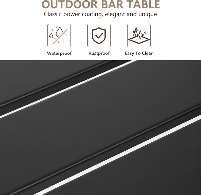 Outdoor Bar Table, Patio Counter Height Bar Table, 55" Rectangle Bar Tables for Patio, Garden, Yard, Balcony - Photo 7