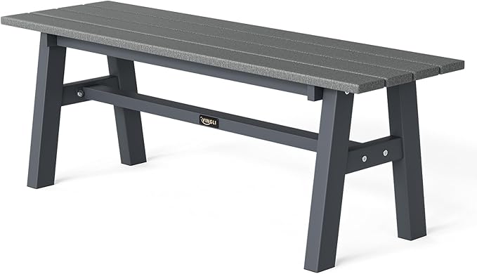 VINGLI 47” Outdoor Bench Garden Bench HDPE Porch Bench w/Metal Legs, Poly Lumber Patio Bench - Photo 1