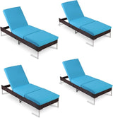 HOMREST Outdoor Lounge Chairs Set of 4, Patio Wicker Chaise Lounge with Removable Cushion - Photo 1