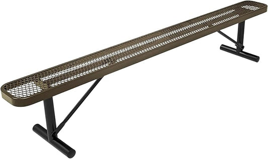 COATEDOUTDOORFURNITURE Heavy-Duty Outdoor Bench Thermoplastic Coated, Expanded Metal, Commercial-Grade Seating, Made in America (Portable Without Back, 8 Ft, Textured Gold Vein)