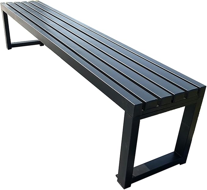 Outdoor Garden Bench,Metal Patio Bench,Weatherproof Backless Benches 2-Person Balcony Seat for Front Porch,Park,Backyard,Entryway 880 Lbs Weight(Black,59 Inch)