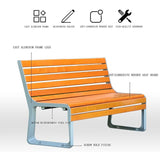 Outdoor 47in Bench Cast Aluminum Metal Garden Bench Weatherproof Weather Resistant Patio Bench Wooden Front Porch - Photo 5