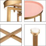 HollyHOME Small Round Metal End Table, Accent Indoor&Outdoor Coffee Side Table, Snack Sofa Table for Living Room - Photo 4