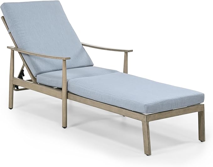 Outdoor Lounge Chair with Armrest, Patio Aluminum Chaise Lounge Outdoor Adjustable Backrest with Rope Design, Patio Recliner Chairs Cushions for Lawn Pool Beach (Brown)