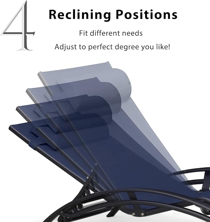 PURPLE LEAF Patio Chaise Lounge with 10' x 6.5' Tilt Umbrella Outdoor Lounge Chair Beach Pool Sunbathing Lawn Lounger - Photo 6