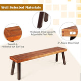 Giantex Acacia Wood Bnech, 3-Person Backless in/Outdoor Patio Dining Bench with Metal Legs for Entryway, Balcony, Porch - Photo 5