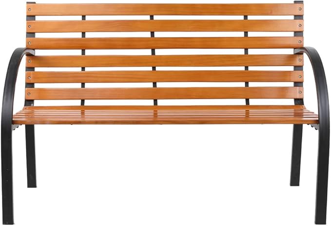 Garden Bench, Outdoor Benches Weatherproof, Patio Bench for Park, Front Porch,Outdoor Garden Bench Patio Furniture Chair Outdoor,48" Hardwood Slotted Steel Cast Iron Frame 123 x 63 x 83CM