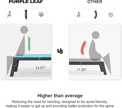 PURPLE LEAF Outdoor Chaise Lounge Set of 4 Aluminum Patio Lounge Chair with Wheels and Side Table Pool Chaise Lounge Chair for Outdoor Backyard Poolside Turquoise Blue (4 Lounges Chairs W/Table)