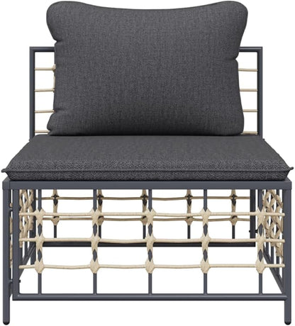 Metal Frame Outdoor Chairs,Garden Decorative Chairs,Reading Relaxation Chair,for Deck,Backyard,Porch,Patio Middle Sofa with Dark Gray Cushions Poly Rattan